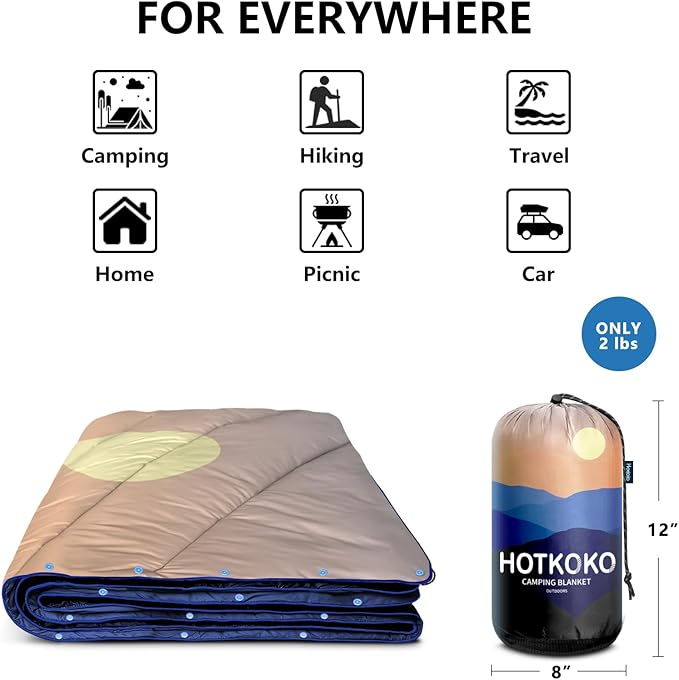 Camping Blanket,Lightweight Down Alternative Puffy Printed Camping Blanket Packable Outdoor Blanket for Camping,Traveling, Stadium, Hiking, Picnics