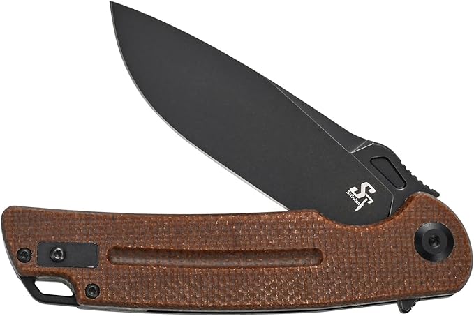 Sitivien ST137 Folding Knife,D2 Satin Blade,Micarta Handle EDC Tool Knife for Outdoor Hiking Camping Fishing(Brown)