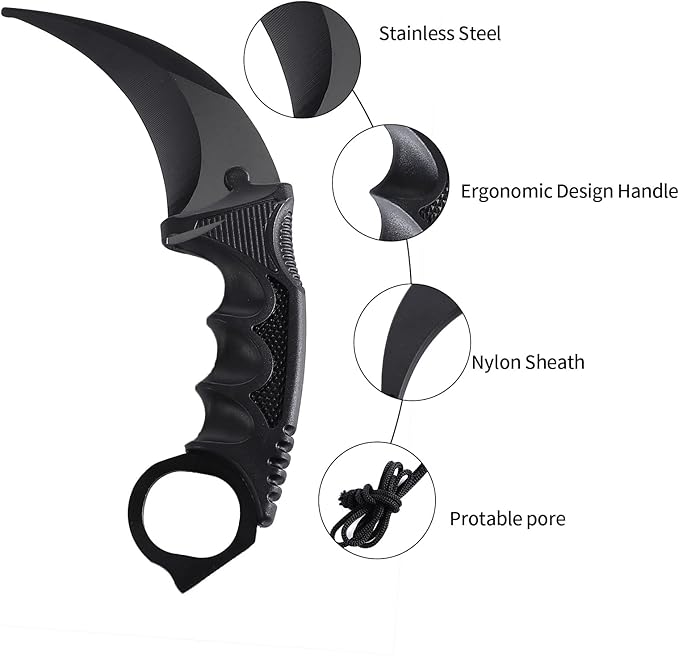 TOPOINT Karambit Trainer Knife No Cutting Edge Karambit Practice Training Knife Without Cutting Edge Trainer Tool with Sheath for Beginner 100% Safe Trainer Tool