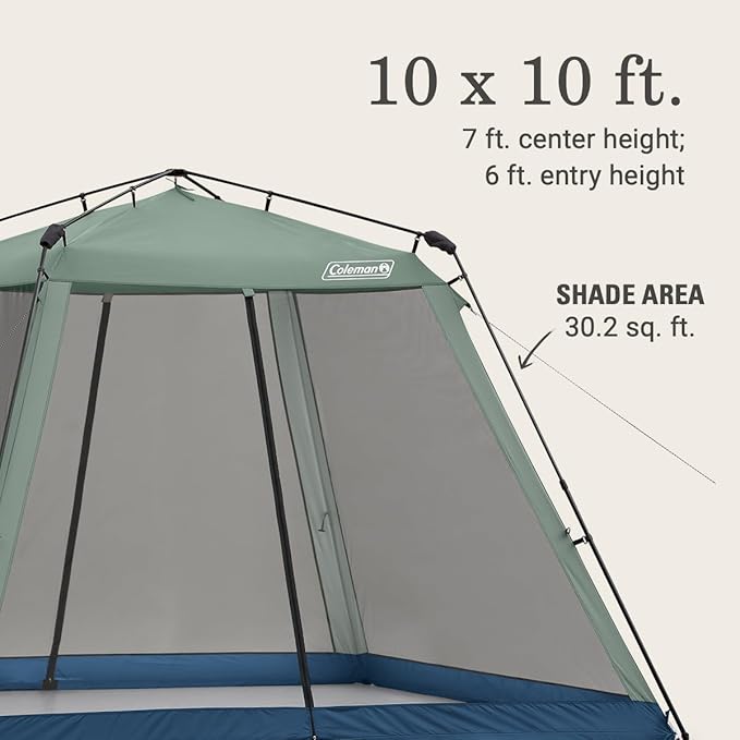 Coleman Skylodge Portable Screenhouse with 1-Minute Setup, 10x10ft Screened Gazebo for Bug-Free Lounging, Outdoor Sun Shade for Picnic, Events, Parties, Camping, & More