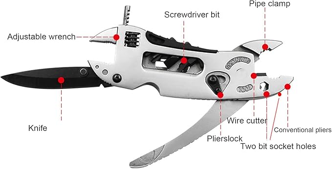 AUNMAS Wrench Multi Tool Handy Pocket Multitool wrench Knife Tool, Adjustable Wrench Screwdriver Bits Pliers Survival Emergency Gear Assembly