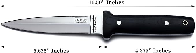 GCS Custom Handmade Black Micarta Handle D2 Tool Steel Knife Buffalo Hide Sheath 168