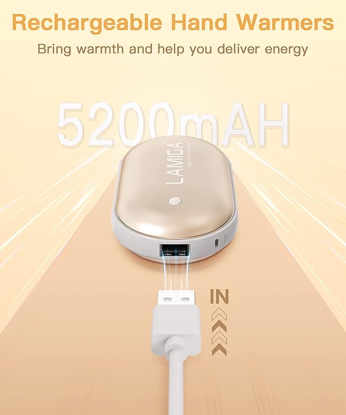 Hand Warmers Rechargeable,Electric Hand Warmer Reusable,5200mAh Portable Powerbank,Hot Hand Pocket Heater for Outdoor Camping and Hunting,The Best Gift for Winter.