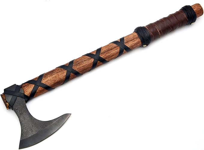 Handmade Viking Axe Real Carbon Steel Axe with Leather Sheath Camping Bearded Axes & Hatchets Hunting Axe Valentine's Day Gift, Camping & Hiking | Knives & Tools | Birthday Gift for him (VK-Ax-19)
