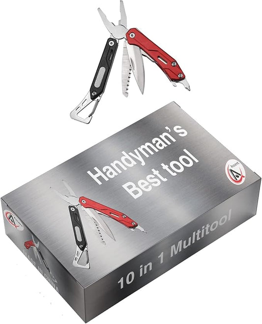 Ascent Handyman DIY Gift Tool 10 in 1 Pocket Size Multitool Gift Boxed, Handy Key Ring Holder Bottle Opener Saw For Camping Fishing Hiking Hunting - Gift Idea for Father, Men, Boyfriend, Women