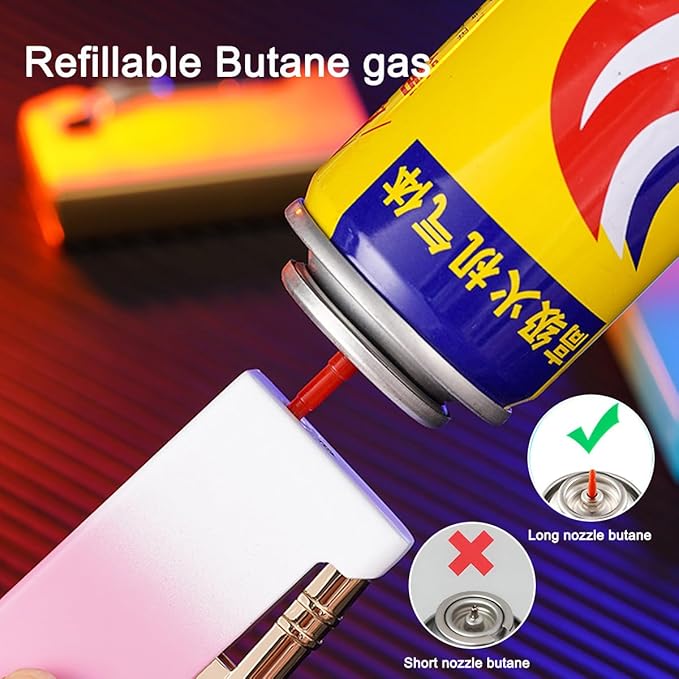 Torch Lighter, Refillable Butane Lighter, Windproof Lighter Adjustable Strong Flame Lighter, for Hiking Camping Fireplace Grill Camping BBQ Lighter (Wire Drawing Gold), DJ191