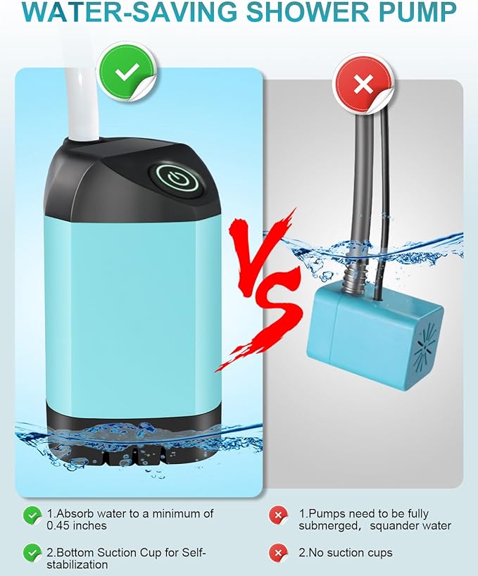 AUTOPkio Portable Camping Shower Pump - Camp Shower with Outdoor Showerhead Sprayer & Rechargeable 4500mAh Battery Pump for Camping, Travel, Hiking, Car Washing, Pet Bath(Green)