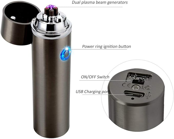 Electric Candle Lighter - XL Dual Arc Plasma Beam Lighter - Rechargeable Windproof Flameless Electronic Plasma Torch Lighter