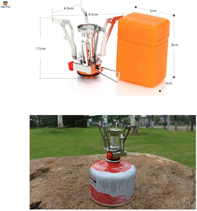 Portable Camping Stoves Backpacking Stove with Piezo Ignition Stable Support Wind-Resistance Camp Stove for Outdoor Camping Hiking Cooking