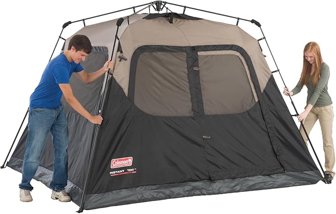 Coleman Instant Tent with 1-Minute Setup, 4-Person Tent with Pre-Attached Poles, Air Vent, & Carry Bag