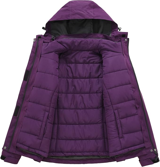 Women's 3 in 1 Ski Jacket Mountain Waterproof Windproof Winter Snow Coat Hike Snowboarding Jackets Hooded Warm Raincoat