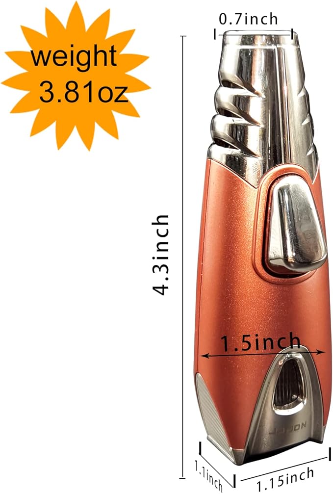 JOBON Pocket Torch Lighter, Gift Idea (Butane Free), Professional Reusable Single Jet Flame Gas Lighter, Kitchen BBQ Camping Candle (Rose Gold)