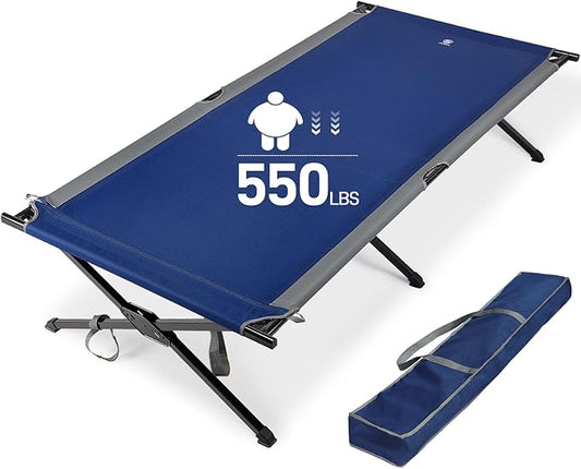 EVER ADVANCED Sleeping Cot for Adults, Heavy Duty Camping Cots for Outdoor with Carry Bag, Extra Wide Folding Bed Camp Cot, 84.3" L x 41.9" W, Supports to 550 lbs