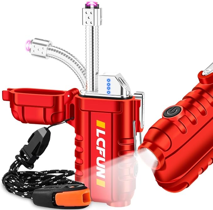 LcFun Plasma Lighters Rechargeable Electric Lighter Outdoor Windproof Arc Lighter USB C Lighter Flameless Electronic Lighter for Camping Gear, Survival Kits, Tactical Gear, Hiking Gear, Adventure