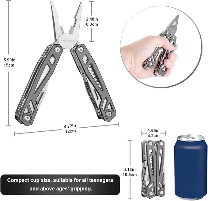 Gifts for Men, Multitool Needle Nose Pliers, 21-in-1 Stainless Steel Multi Tool Pocket Knife with Screwdriver Sleeve, Self-locking Survival Knife-Great for Outdoor, Simple Repair, Camping