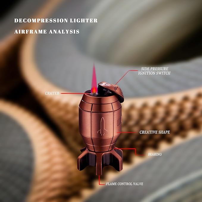 Funny Torch Lighter, Refillable Jet Lighters, Unique Gifts for Men, Halloween Candle Camping BBQ(No Butane Fuel) (Red Copper)