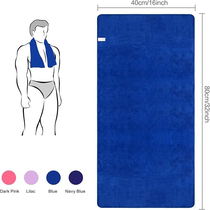 VIVOTE Microfiber Gym Towels Sports Sweat Towel Super Absorbent Ultra Soft Multi-Purpose Man Women Fitness Workout Travel Camping Hiking Yoga 16 Inch X 32 Inch