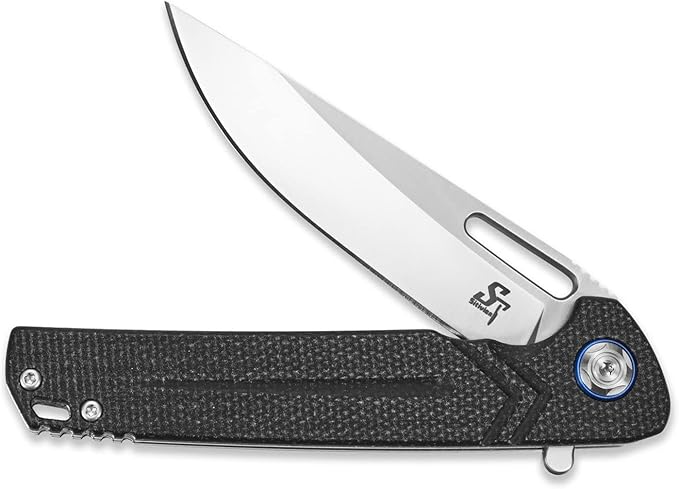 Sitivien ST140 Folding Knife Pocket Knife, D2 Blade Micarta Handle EDC Tool Knife for Outdoor Camping Hiking Hunting(Black) …