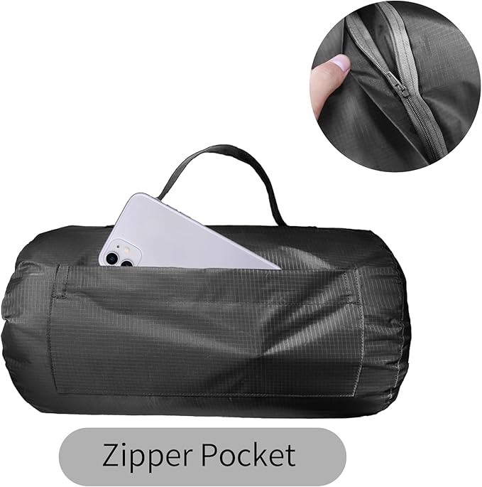 Mellowdy Easy-Carry Outdoor Blanket - Waterproof, Windproof, Warm, Utility Blanket for Camping, Picnic, Stadium, Beach, Gameday, Travel, Foldable with Carrying Bag (Jet Black,55x80 inch)