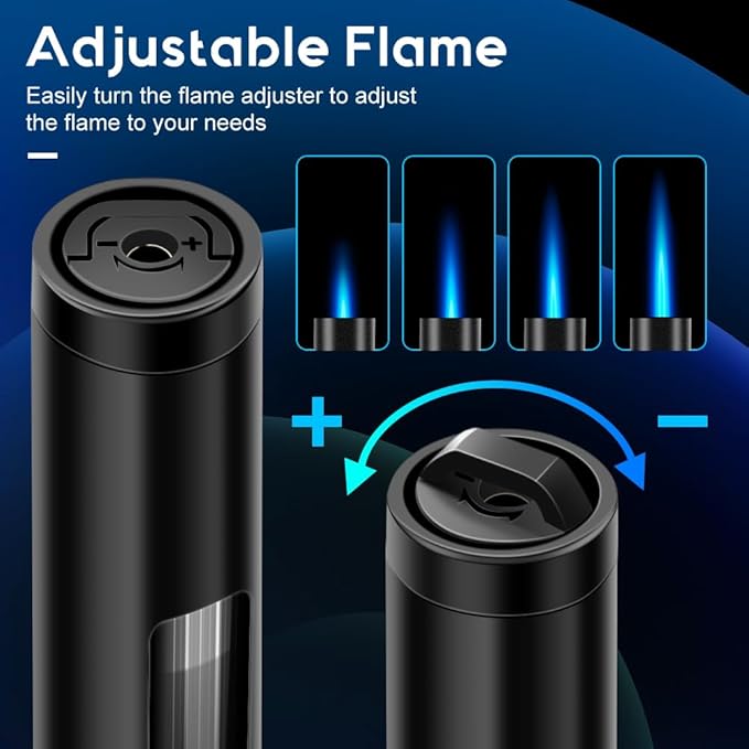 LcFun Butane Lighters 2 Pack Refillable Torch Lighter Adjustable Flame Candle Lighter Windproof Lighters for Candle, Grill, Camping (Butane Not Included)