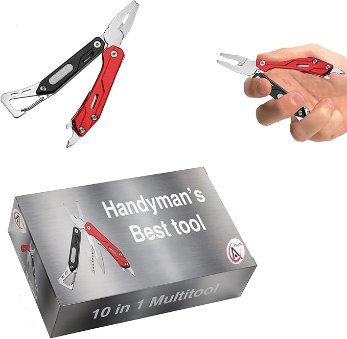 Ascent Handyman DIY Gift Tool 10 in 1 Pocket Size Multitool Gift Boxed, Handy Key Ring Holder Bottle Opener Saw For Camping Fishing Hiking Hunting - Gift Idea for Father, Men, Boyfriend, Women