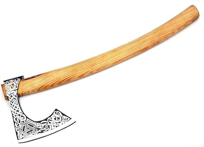 Handmade Viking Axe Real Carbon Steel Axe with Leather Sheath Camping Bearded Axes & Hatchets Hunting Axe Valentine's Day Gift, Camping & Hiking | Knives & Tools | Birthday Gift for him (Vk-Axe-06)