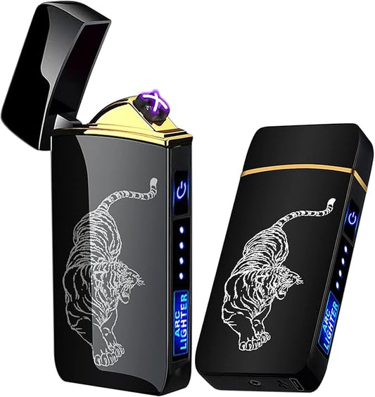 Arc Lighter, Smart Electric Lighter, USB Rechargeable Lighter Windproof Flameless Lighter Lightweight Plasma Lighter for Fire,BBQs,Fireworks,Candle,Camping - Outdoors Indoors (T3-Tiger)