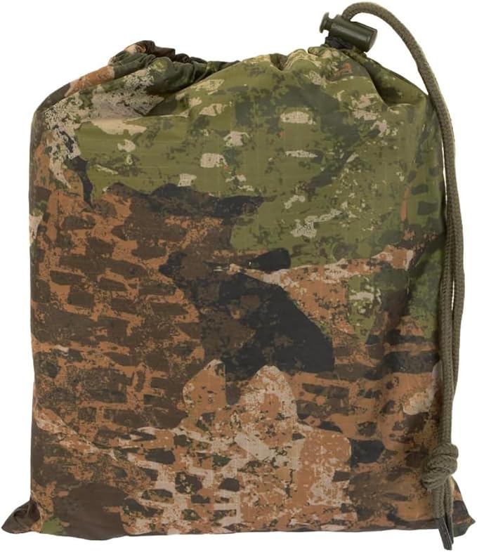 Mil-Tec Adult Ripstop Wet Weather Lightweight Waterproof Multi-Use Rain Poncho with Hood - Use as Bivouac Sack, Shelter Tent