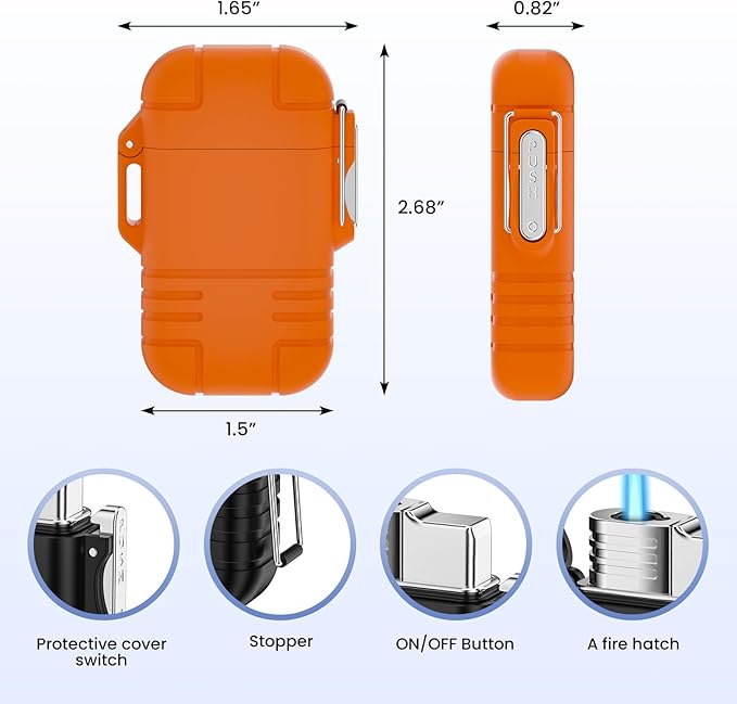Lighter Butane Lighter, Torch Lighter Refillable Jet Flame Lighter for Candle Grill BBQ,Orange (without Butane)