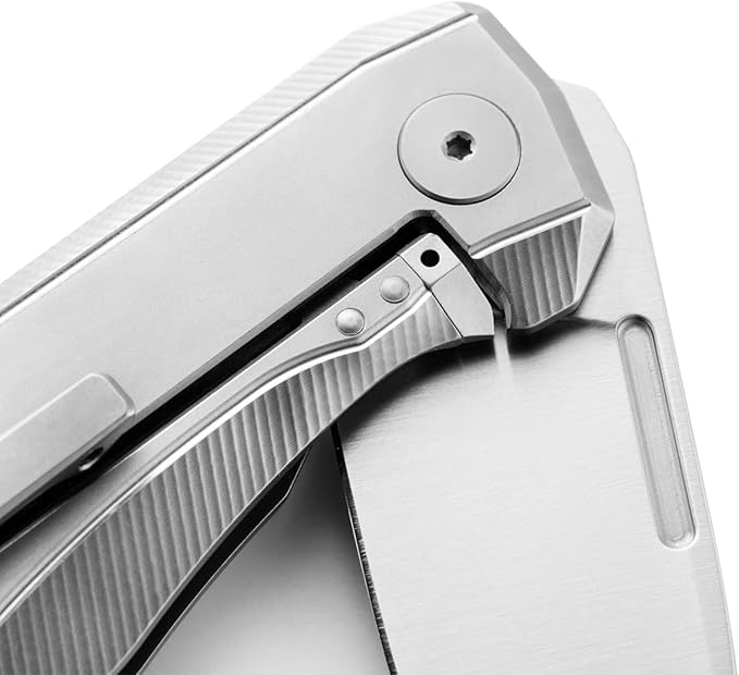 LionSTEEL NANO Titanium Frame Lock Folding Pocket Knife, Magnacut Steel Blade, Solid Handle Construction, Drop Point, Made in Italy (Natural Micarta)