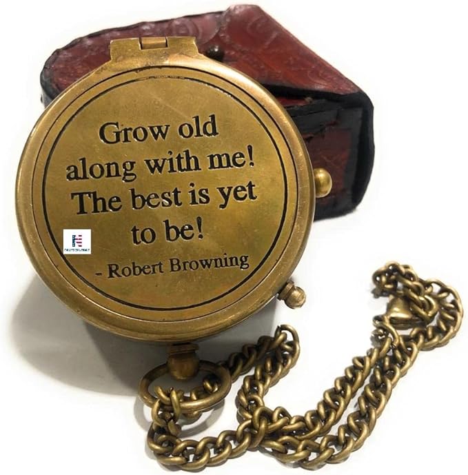 Brass Pocket Compass Grow Old Along with Me Engraving Compass, Valentine Gift, Birthday, Long Distance, Love, Sorry, Keepsakes, Old Memories, Love Momentos