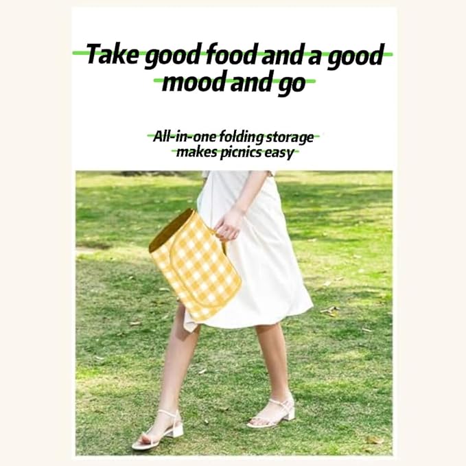 Oversized outdoor placemat Light Weight waterproof folding tote bag Yellow and White Stripes Perfect for Beach Lawn parties (Yellow and White stripes) (60""×80 "")