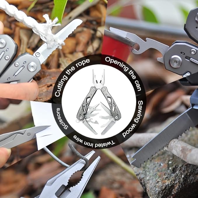 SQT1508 14-in-1 Multitool, Gifts for Men, Foldable & Self-Locking, Professional Multitool for DIY, Outdoor Camping, and Home Repairs...