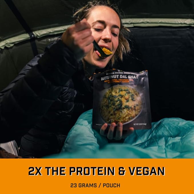 Peak Refuel Butternut Dal Bhat | Freeze Dried Backpacking and Camping Food | Amazing Taste & Quality | High Protein | Real Meat | Quick Prep (6-Pack)