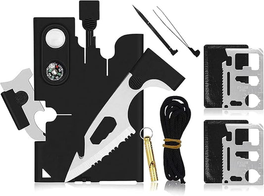 18 in 1 Credit Card Tool Survival Multitool Pocket Tool Set,2 pieces11-in-1 Survival Credit Card Multitool Gift For Men Multipurpose Tactical Wallet Tool,Best gift for men.