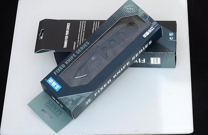 Sanrenmu SRM 7130 Full Tang Fixed Knife Survival Outdoor Neck Knife with Sheath & Belt Adapter (Black,Inc Sheath)