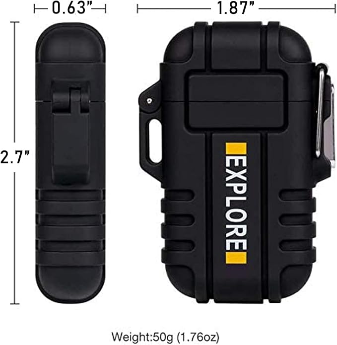 LcFun Electric Lighter, Plasma Lighter Waterproof Arc Lighter Windproof USB Lighter Rechargeable with Emergency Whistle for Hiking, Camping, Adventure, Outdoor, Survival, Tactical, EDC Gear (Black)