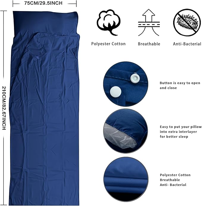 Travel and Camping Sheet Sleeping Bag Liner - Lightweight Compact and Portable Adult Sleeping Bag - Ideal for Traveling,Hostels and Camping
