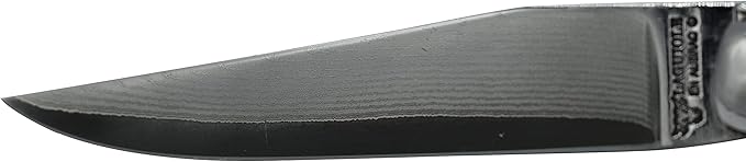 Laguiole en Aubrac Handcrafted Double Plated Folding Pocket Knife, 4.8-in (12cm), Solid Horn Handle, Damascus Blade, Stainless Steel Shiny Bolsters