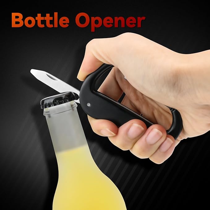Multitool Carabiner with Pocket Knife, Bottle Opener,Nail file,Small Scissors,EDC Carabiners Keychain with Folding Knives,Auxiliary Tools for Camping,Hiking,Outdoor Activities(Black)