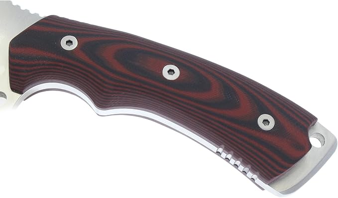 iField 150 Survival Camping Fixed Blade Knife with red Micarta Handle and 440C Blade Steel, 58-60 HRC of Hardness, Camping Tool for Fishing, Hunting, Sport Activity