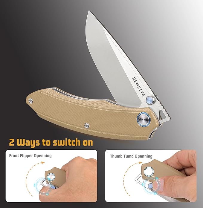 Wild Species Tactical Folding Knife,14C28N Blade 3.55" G10 Handle,Front Flipper EDC Knives with Thumb Studs Opener,Outdoor Camping Hiking Knife