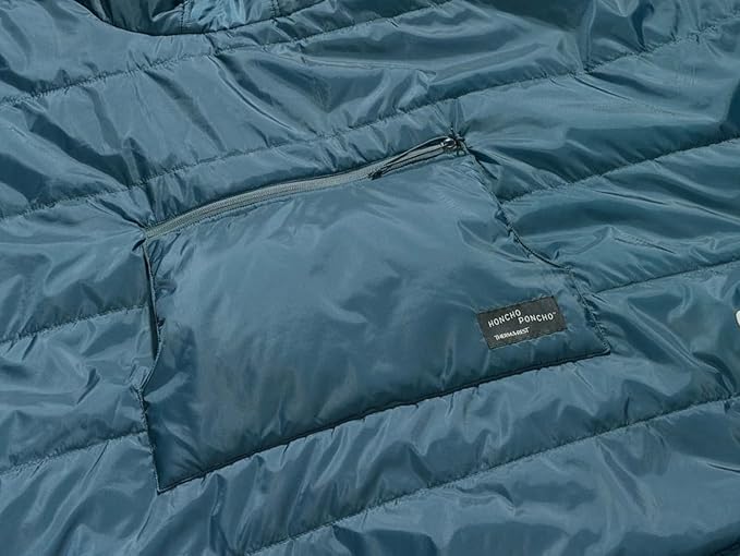 Therm-a-Rest Honcho Poncho Wearable Hoodie Blanket, Outerspace Blue Topo Wave Print