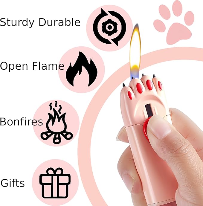 Cute Cartoon Animal Lighter Butane Refill, Pretty Aesthetic, Unique for Women Candles Gifts Camping BBQ (No Butane Fule) (15#)