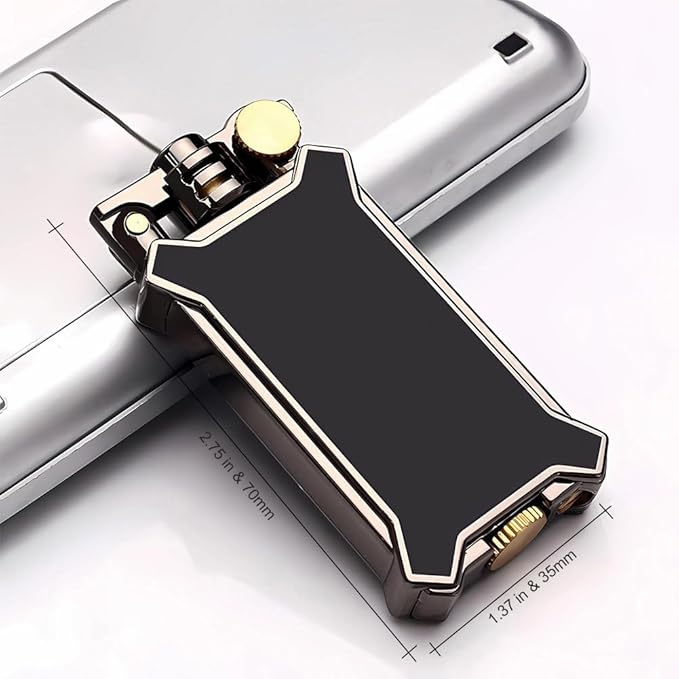 Candle Lighter Soft Flame Refillable Fluid Wheel Lighter Multipurpose Cool Vintage Lighters with Gift Box for Cooking Fireworks Camping Collection Gift (Black)