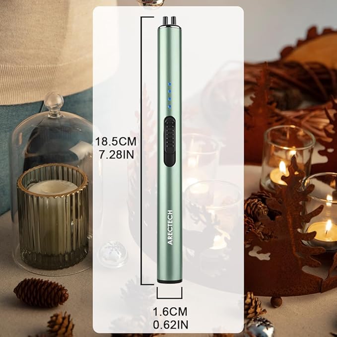 ARECTECH Electric Candle Lighter Rechargeable Lighter Arc Plasma Lighters for Candle Kitchen Camping Christmas Type-C Green