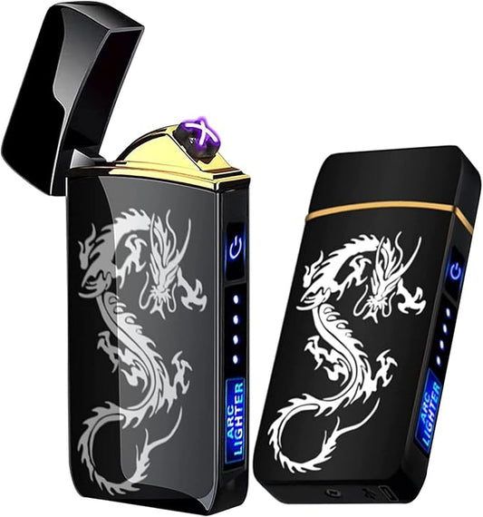 Arc Lighter, Smart Electric Lighter, USB Rechargeable Lighter Windproof Flameless Lighter Lightweight Plasma Lighter for Fire,BBQs,Fireworks,Candle,Camping - Outdoors Indoors (T3 Black Dragon)