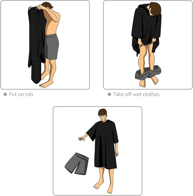 Catalonia Surf Poncho Changing Towel Robe for Adults Men Women, Water Absorbent Wetsuit Change Poncho for Surfing Swimming