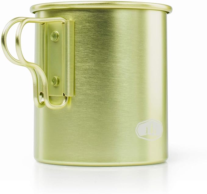 GSI Outdoors Bugaboo Cup - Ultralight Aluminum Camping & Backpacking Mug with Folding Handles - Hot Coffee, Tea, Soup (14oz)