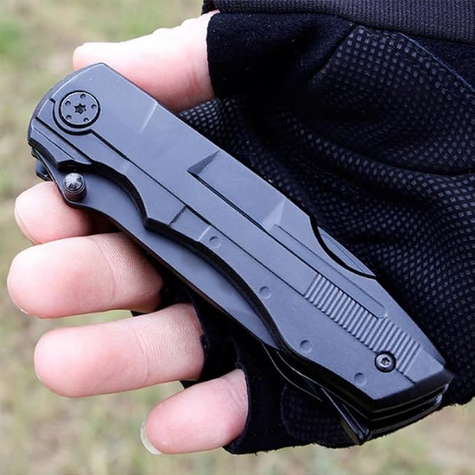 Small Pocket Knife with Pliers and Multitool - Stainless Steel Pocket Knife Set for Men - Perfect Camping and Survival Tool, Black